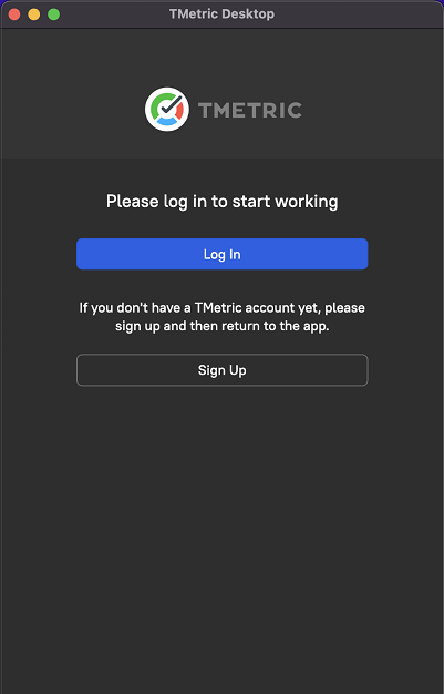 Login TMetric Mac